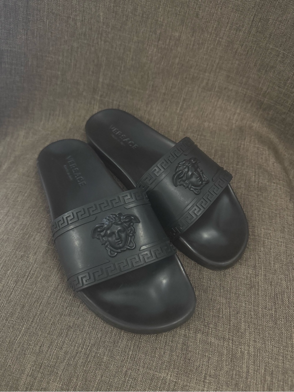 Versace Black Medusa Rubber Slide Sandals for Men EU44 US11